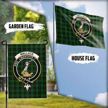 Wallace Hunting Tartan Flag with Family Crest