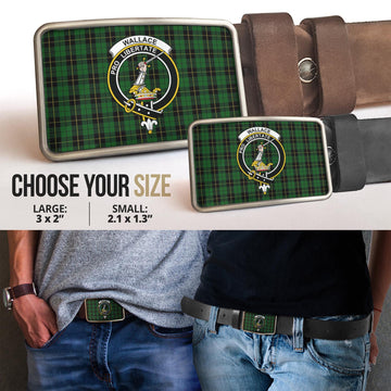 Wallace Hunting Tartan Belt Buckles with Family Crest