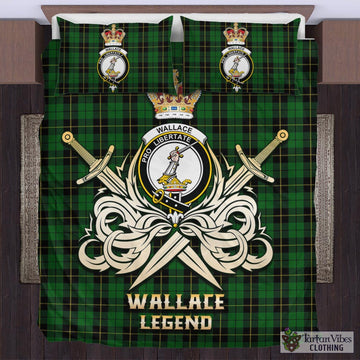 Wallace Hunting Tartan Bedding Set with Clan Crest and the Golden Sword of Courageous Legacy