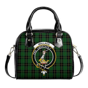 Wallace Hunting Tartan Shoulder Handbags with Family Crest