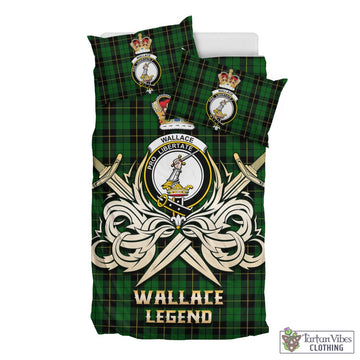 Wallace Hunting Tartan Bedding Set with Clan Crest and the Golden Sword of Courageous Legacy