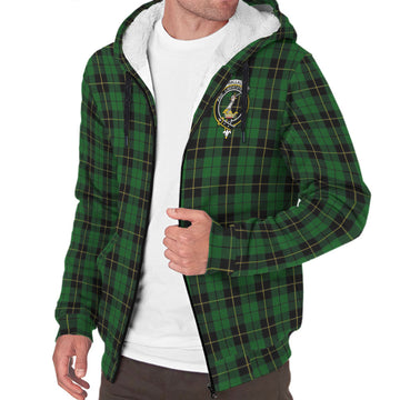 Wallace Hunting Tartan Sherpa Hoodie with Family Crest