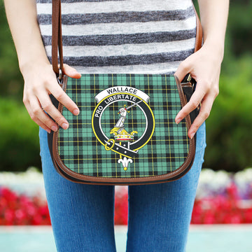Wallace Hunting Ancient Tartan Saddle Bag with Family Crest