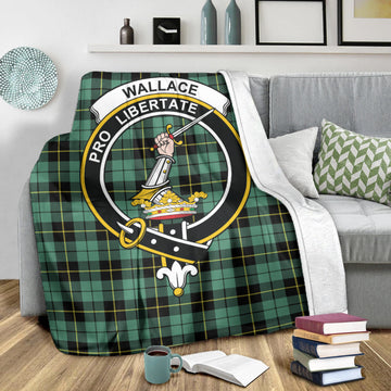 Wallace Hunting Ancient Tartan Blanket with Family Crest