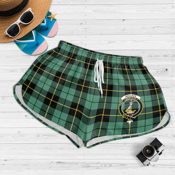 Wallace Hunting Ancient Tartan Womens Shorts with Family Crest