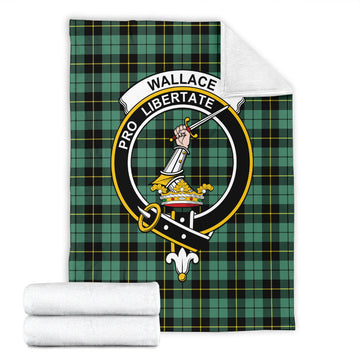 Wallace Hunting Ancient Tartan Blanket with Family Crest