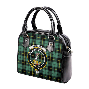 Wallace Hunting Ancient Tartan Shoulder Handbags with Family Crest