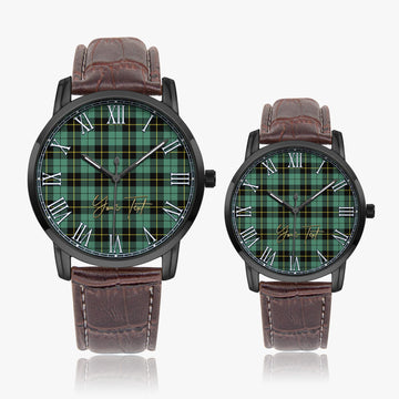 Wallace Hunting Ancient Tartan Personalized Your Text Leather Trap Quartz Watch