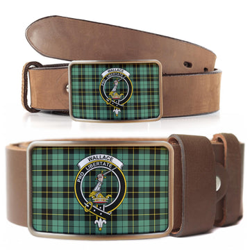 Wallace Hunting Ancient Tartan Belt Buckles with Family Crest