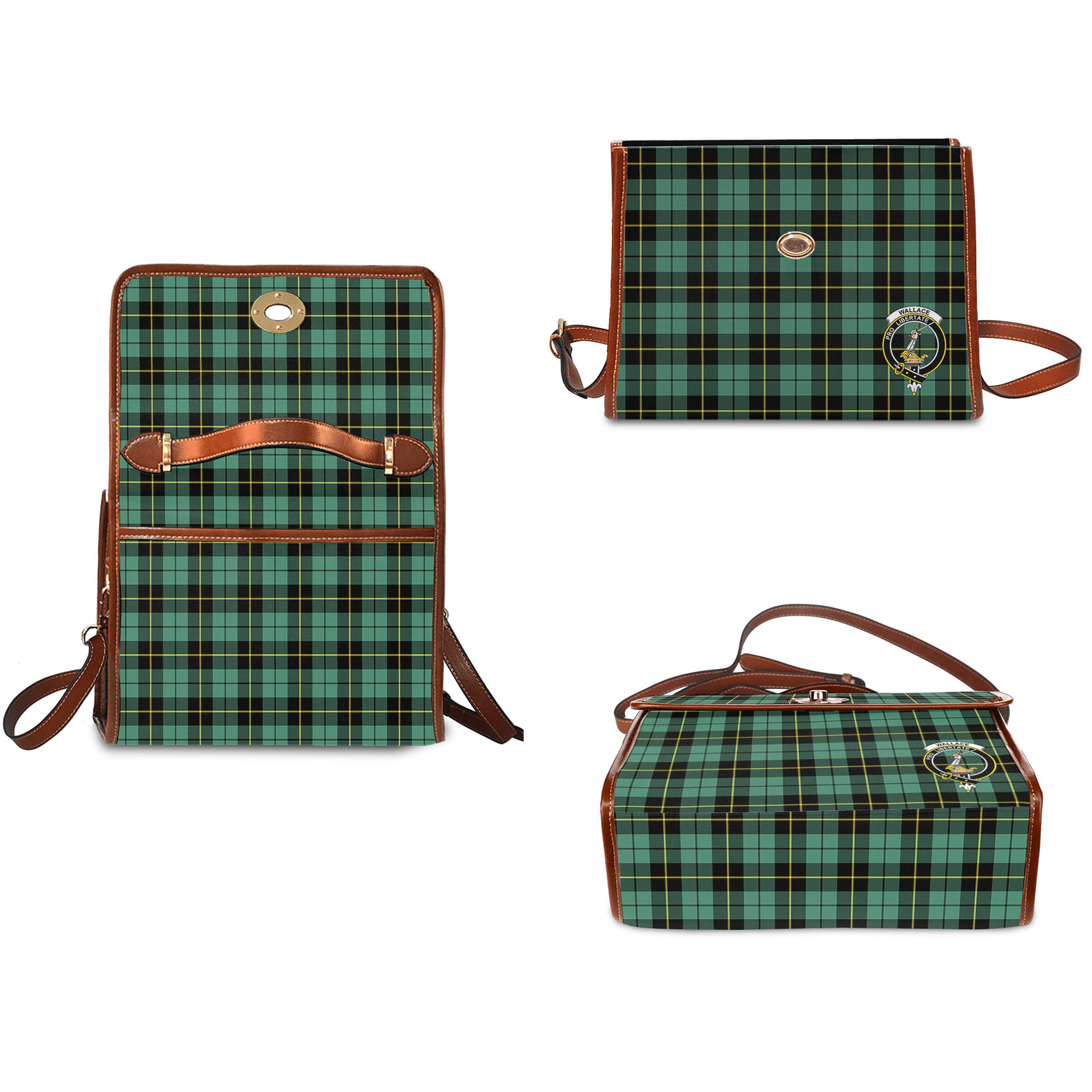 wallace-hunting-ancient-tartan-leather-strap-waterproof-canvas-bag-with-family-crest