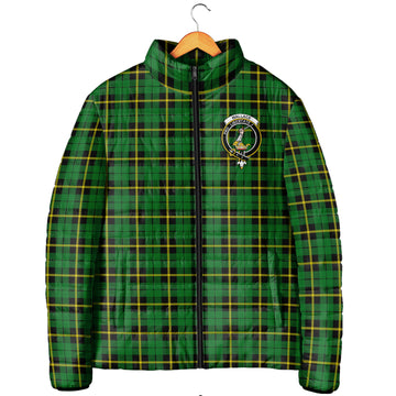 Wallace Hunting Green Tartan Padded Jacket with Family Crest
