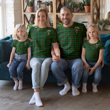 Wallace Hunting Green Tartan T-Shirt with Family Crest