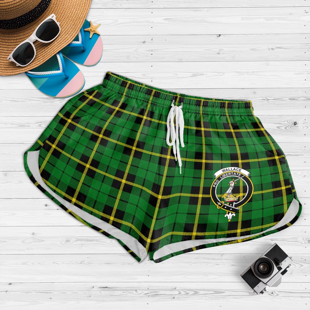 wallace-hunting-green-tartan-womens-shorts-with-family-crest