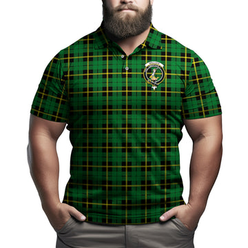 Wallace Hunting Green Tartan Men's Polo Shirt with Family Crest