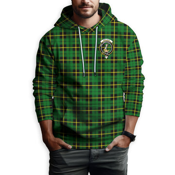 Wallace Hunting Green Tartan Hoodie with Family Crest