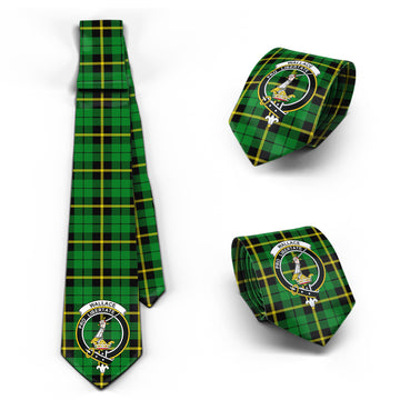 Wallace Hunting Green Tartan Classic Necktie with Family Crest