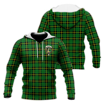 Wallace Hunting Green Tartan Knitted Hoodie with Family Crest