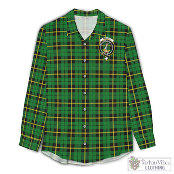 Wallace Hunting Green Tartan Womens Casual Shirt with Family Crest