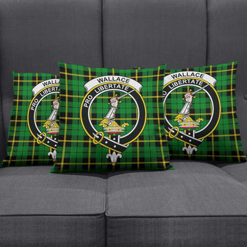 Wallace Hunting Green Tartan Pillow Cover with Family Crest