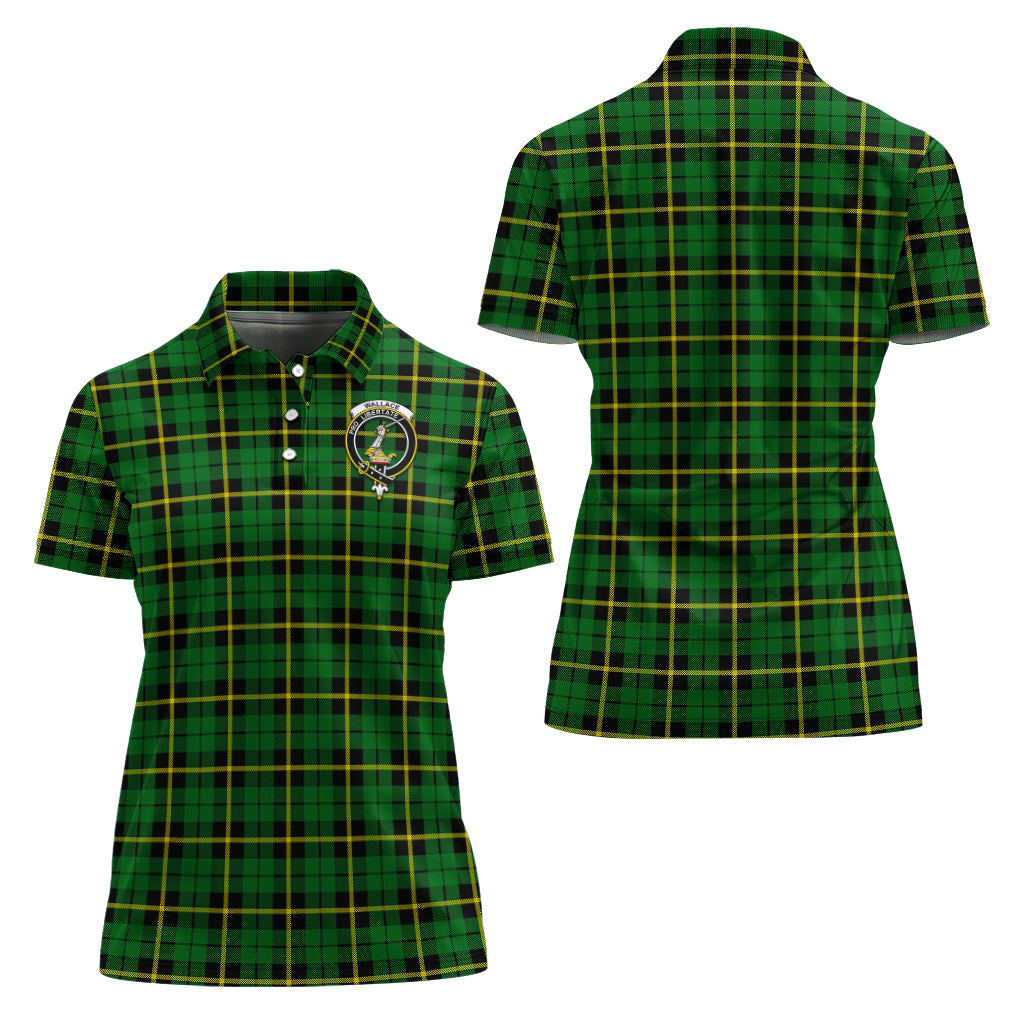 wallace-hunting-green-tartan-polo-shirt-with-family-crest-for-women