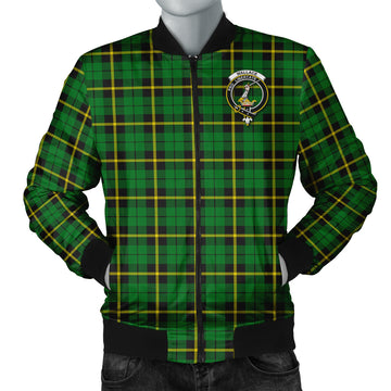 Wallace Hunting Green Tartan Bomber Jacket with Family Crest