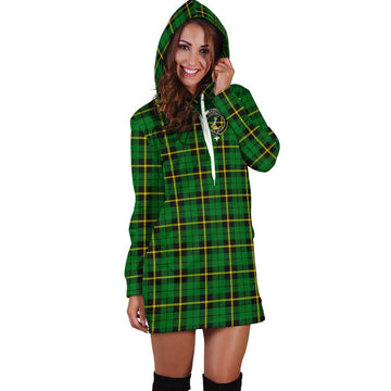 Wallace Hunting Green Tartan Hoodie Dress with Family Crest