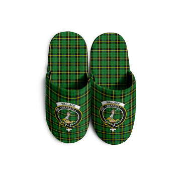 Wallace Hunting Green Tartan Home Slippers with Family Crest