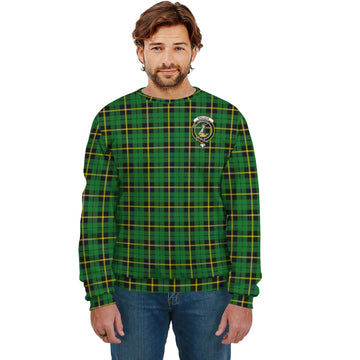 Wallace Hunting Green Tartan Sweatshirt with Family Crest