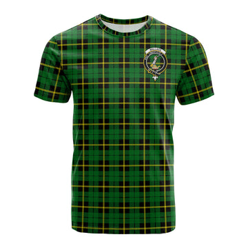 Wallace Hunting Green Tartan T-Shirt with Family Crest