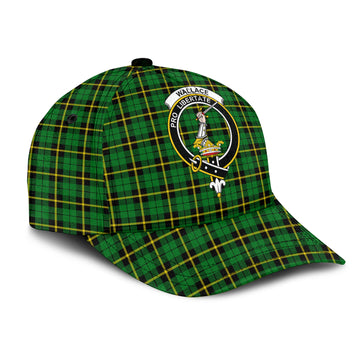 Wallace Hunting Green Tartan Classic Cap with Family Crest
