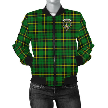 Wallace Hunting Green Tartan Bomber Jacket with Family Crest