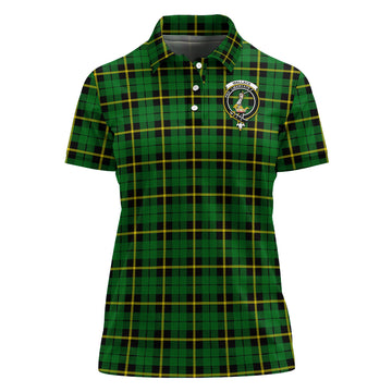 Wallace Hunting Green Tartan Polo Shirt with Family Crest For Women