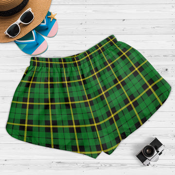 Wallace Hunting Green Tartan Womens Shorts with Family Crest