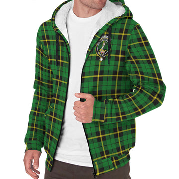 Wallace Hunting Green Tartan Sherpa Hoodie with Family Crest
