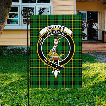 Wallace Hunting Green Tartan Flag with Family Crest
