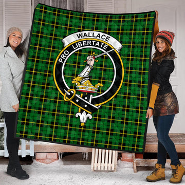 Wallace Hunting Green Tartan Quilt with Family Crest