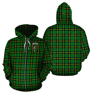 Wallace Hunting Green Tartan Hoodie with Family Crest