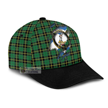 Wallace Hunting Green Tartan Classic Cap with Family Crest In Me Style