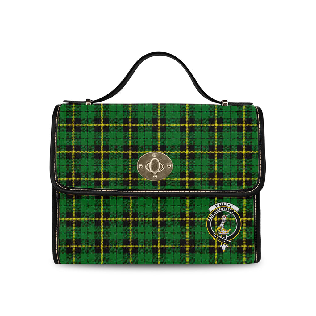 wallace-hunting-green-tartan-leather-strap-waterproof-canvas-bag-with-family-crest