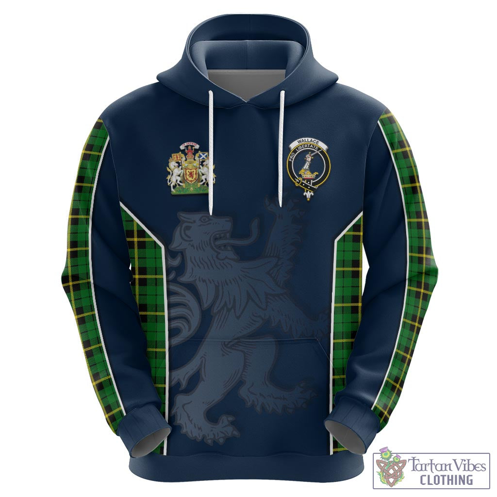 Tartan Vibes Clothing Wallace Hunting Green Tartan Hoodie with Family Crest and Lion Rampant Vibes Sport Style