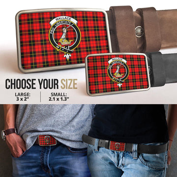 Wallace Hunting Red Tartan Belt Buckles with Family Crest