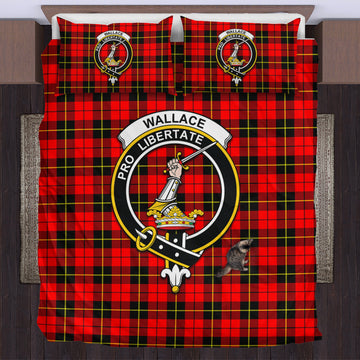 Wallace Hunting Red Tartan Bedding Set with Family Crest
