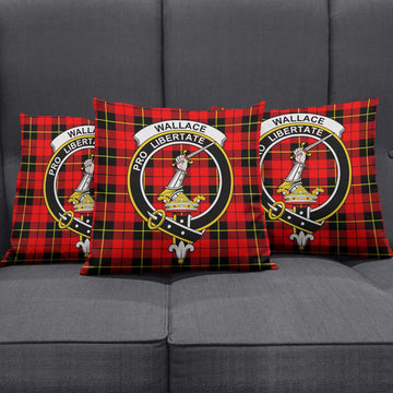 Wallace Hunting Red Tartan Pillow Cover with Family Crest