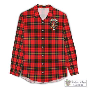Wallace Hunting Red Tartan Womens Casual Shirt with Family Crest