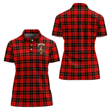 Wallace Hunting Red Tartan Polo Shirt with Family Crest For Women