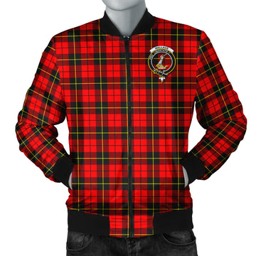 Wallace Hunting Red Tartan Bomber Jacket with Family Crest