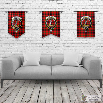 Wallace Hunting Red Tartan Gonfalon, Tartan Banner with Family Crest