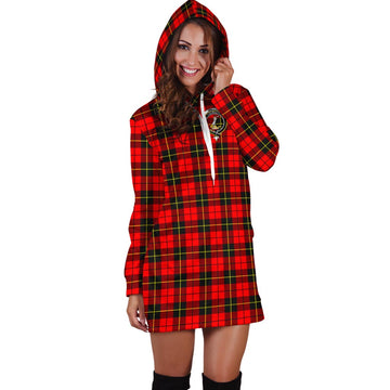Wallace Hunting Red Tartan Hoodie Dress with Family Crest