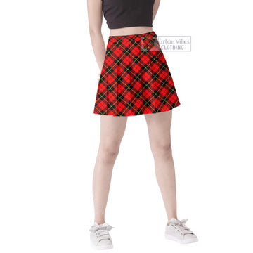 Wallace Hunting Red Tartan Women's Plated Mini Skirt