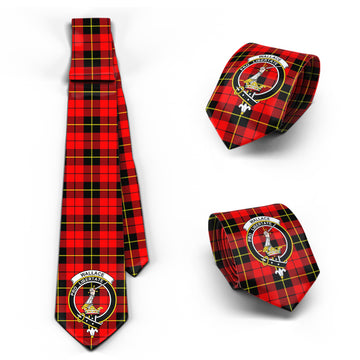 Wallace Hunting Red Tartan Classic Necktie with Family Crest
